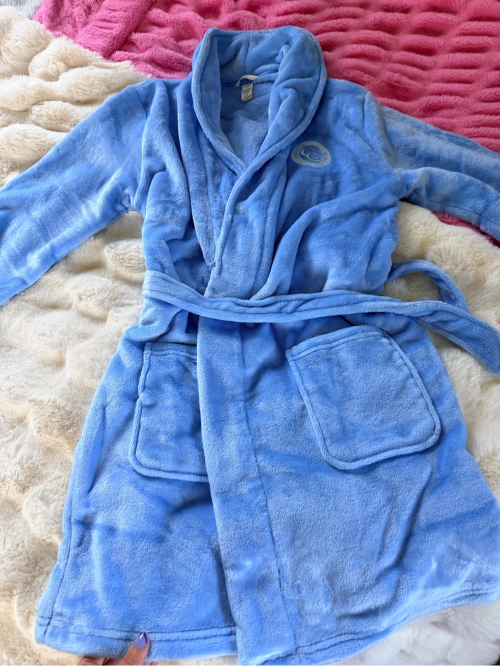 Comfrt Cozy Light Blue Plush Bathrobe